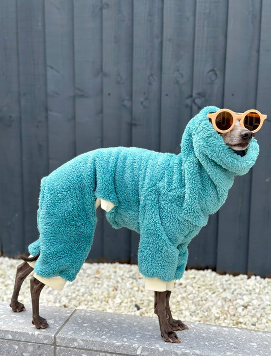 Turquoise Turtleneck Fleece | Italian Greyhound Jumpsuit