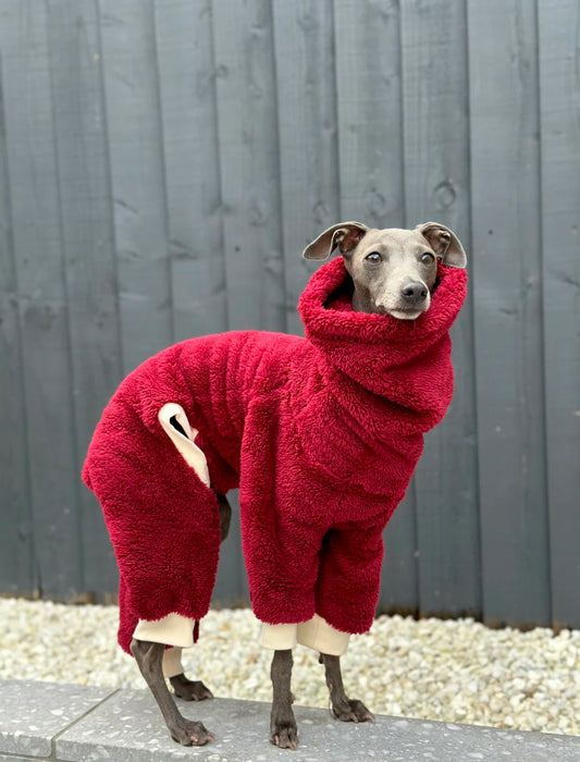 Burgundy Turtleneck Fleece | Italian Greyhound Jumpsuit